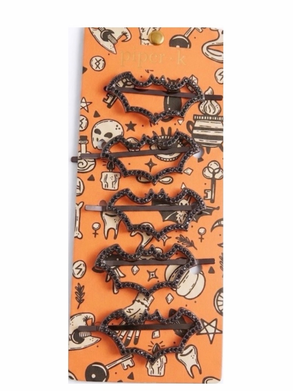NWT ⚜️🖤⚜️ Piper K Bats Halloween Rhinestone Bobby Pins set of 5